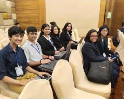 Students delegates on first day of HFS MUN